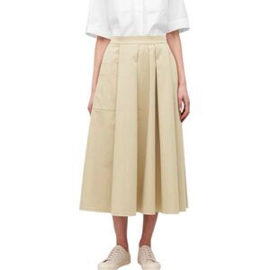 COS Beige Button-Back A-Line Midi Skirt - Size 2 - Minimalist Workwear